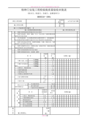 特種門安裝工程檢驗批質量驗收記錄表（金屬門窗工程）