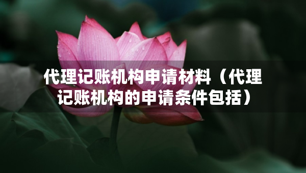 代理記賬機(jī)構(gòu)申請(qǐng)材料（代理記賬機(jī)構(gòu)的申請(qǐng)條件包括）