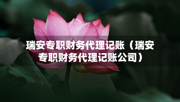 瑞安專職財務(wù)代理記賬（瑞安專職財務(wù)代理記賬公司）