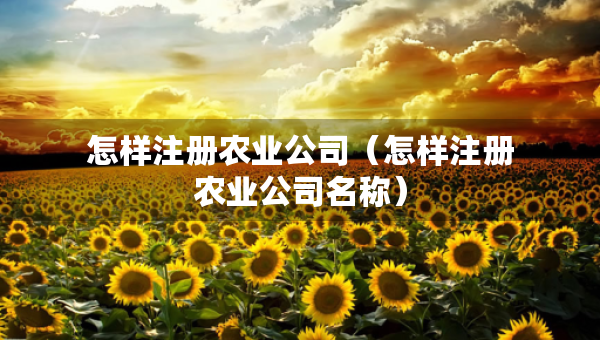 怎樣注冊農(nóng)業(yè)公司（怎樣注冊農(nóng)業(yè)公司名稱）
