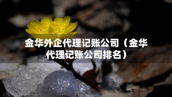 金華外企代理記賬公司（金華代理記賬公司排名）