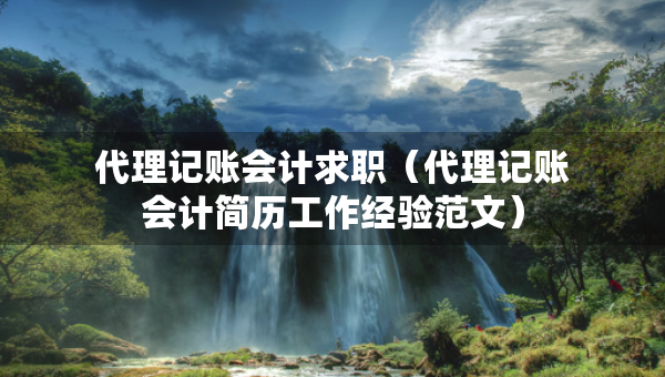 代理記賬會計求職（代理記賬會計簡歷工作經(jīng)驗范文）
