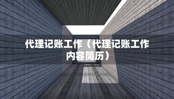 代理記賬工作（代理記賬工作內(nèi)容簡歷）