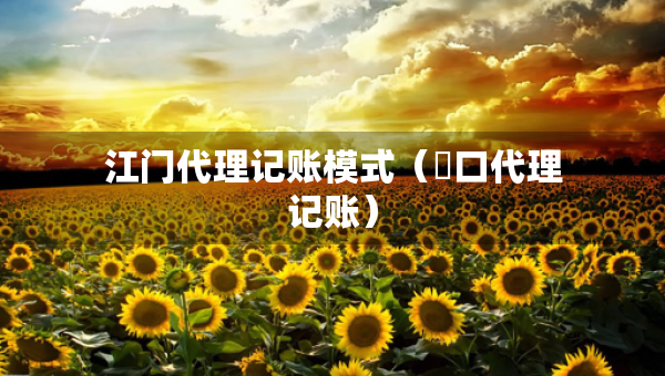 江門代理記賬模式（硚口代理記賬）