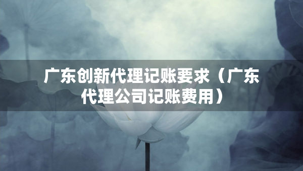 廣東創(chuàng)新代理記賬要求（廣東代理公司記賬費(fèi)用）