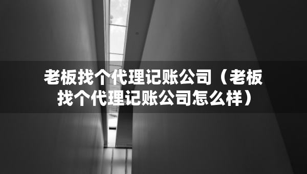 老板找個代理記賬公司（老板找個代理記賬公司怎么樣）