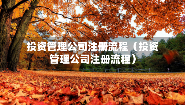 投資管理公司注冊流程（投資管理公司注冊流程）