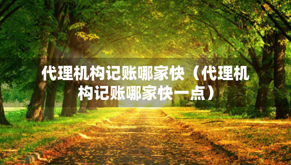 代理機(jī)構(gòu)記賬哪家快（代理機(jī)構(gòu)記賬哪家快一點(diǎn)）