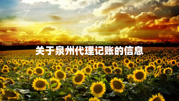 關(guān)于泉州代理記賬的信息