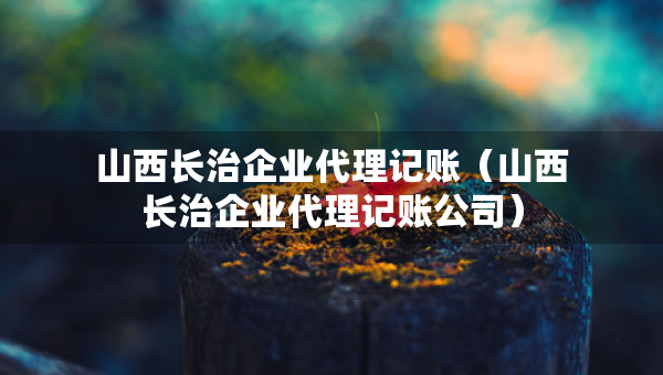 山西長治企業(yè)代理記賬（山西長治企業(yè)代理記賬公司）